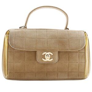 CHANEL Chocolate Bar Handbag One handle Brown/yellow Suede Women
